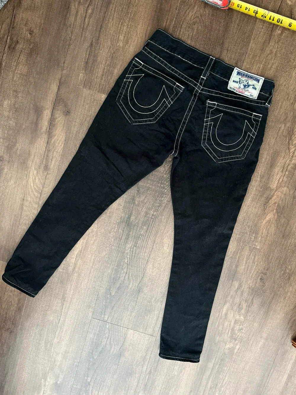 True Religion Black Jeans with Contrast Stitching